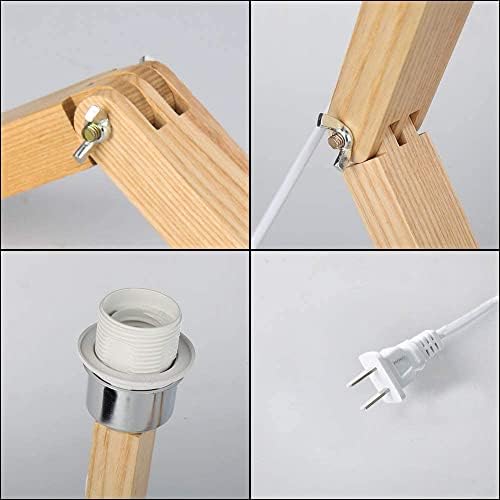 Robot Bedside Lamp, Fabric Lampshade Match Foldable Solid Wood Body, Creative E27 Screw Table Lamp for Bedroom Living Room