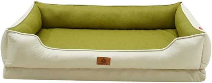 Large Dog Bed with Removable Washable Cover & Bolsters - Waterproof, Non-Slip Pet Sofa for Big Dogs(Green,34 * 23 * 9in)