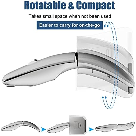 Foldable Arc Wireless Mouse Silent Click Bluetooth 5.3 and 2.4GHz