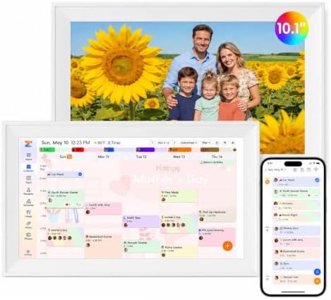 Westsee 10.1" Digital Calendar Frame – Interactive Touchscreen Eletronic Calendars, Smart Family Planner for Schedule, Photo Display, Meals, Chore Chart & Tasks, Wall & Desk Mountable (White)