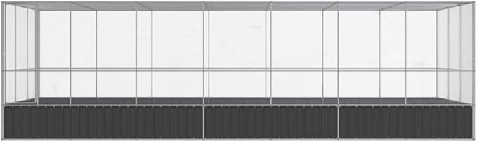 Large Metal Heavy Duty Walk-in Aviary Cage with Extension, Ample Activity Space Bird Cage with Lockable Door Also for Chickens and Rabbits, Silver 285.4"x120.9"x83.5" Steel,-418