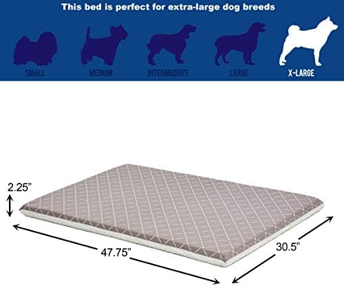 MidWest Homes for Pets Quiet Time Couture Paxton Pet Bed in Mushroom/Fleece with Pillow Cover, Mushroom, 48" (40748-MRD)