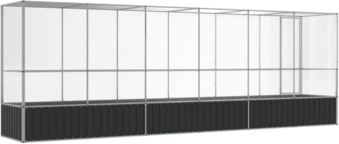 Large Bird Aviary with Extension, Outdoor Galvanized Steel Bird Cage, Galvanized Steel Outdoor Bird Aviary, Mesh Fence Bird House for Small Animals, 246.7"x42.1"x83.5"