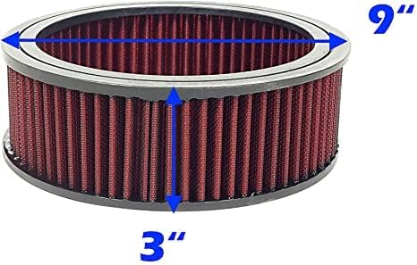 Round Washable Air Filter Cleaner Red Element Replacement Filter Flow Kit