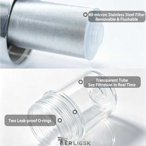 40 Micron Reusable Sediment Water Filter, Brass Inline Filter with 1/2" NPT & 3/4" GHT Fittings, for Garden Hose, Washer, Washing Machine, RV, Well Water & High Pressure Washer
