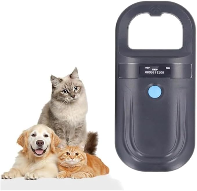 Pet Microchip Scanner ISO11784/85/FDX-B/EMID Animal Handheld Reader,134.2kHz Pet ID Scanner Rechargeable Animal Chip Registration, for Dog/Cat/Pig/Animal (BT Black)