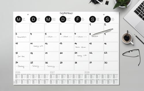 SIGEL H6550 Paper desk pad- monthly planner - grey - approx. A2-2026/2027/2028 - DE/EN/FR/NL - 12 sheets - FSC-certified
