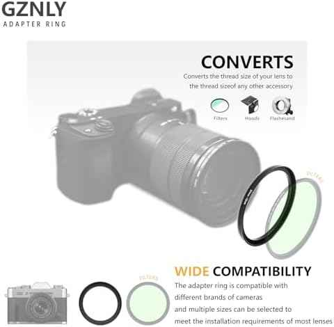 58mm to 77mm Step Up Ring Filter Adapter Black Metal Step up Adapter Rings Compatible with All Brand UV CPL ND Camera Lens Filter Step Down Ring (58mm-77mm)
