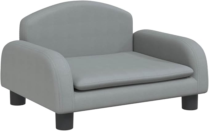 Small Dog Bed Sofa with Solid Pine Wood Frame, Cozy Pet Couch for Cats and Small Dogs, Comfortable Grey Fabric Upholstered Pet Bed, 19.7 x 15.7 x 11.8 Inches