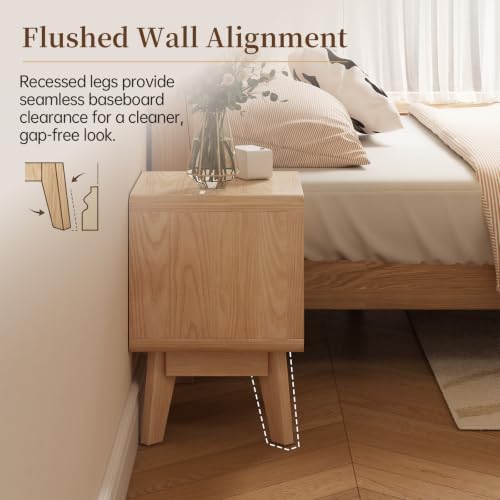 100% Solid Wood Nightstand, Nearly Fully-Assembled, Rustic Natural