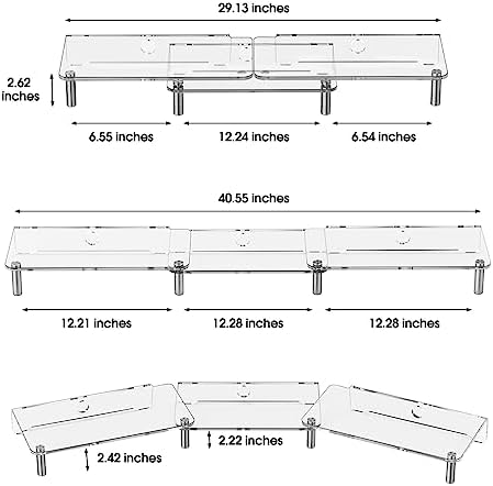 Acrylic Dual Monitor Stand Riser,Adjustable Length Angle for 2Monitors