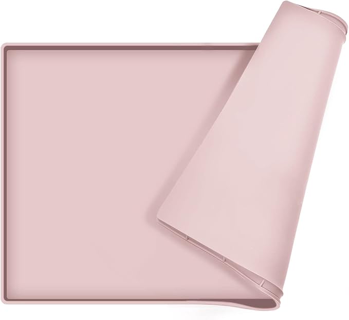 Dog Food Mat,Silicone Waterproof Food Tray,Non Slip Pet Bowl Mats Placemat,1" Raised Edge,Suitable for Most Small and Medium Sized Pets,32" x 24"
