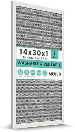 14x30x1 MERV 8 Washable Electrostatic HVAC Furnace Air Filter