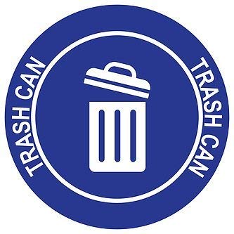 "Trash Can" Durable Laminated Vinyl Floor Sign- Sign by Graphical Warehouse- 5S Safety and Security Signage, Visual Communication Tool (34", Blue/White)