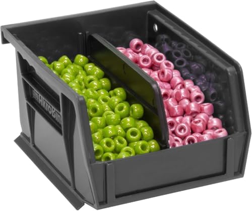 Akro-Mils 30210 AkroBins Plastic Storage Bin Hanging Stacking Containers, (5-Inch x 4-Inch x 3-Inch), Black, 24-Pack