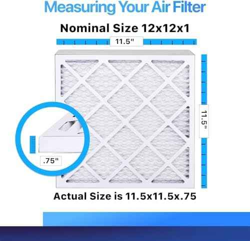 12x12x1 Air Filter (MERV 8) (4-Pack) King Dust & Allergy Control AC Furnace Filters, MADE IN USA, HVAC, Pleated, Electrostatic (Actual Size: 11.5 x 11.5 x .75)