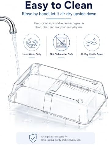 30 PCS Adjustable Expandable Clear Plastic Drawer Organizers
