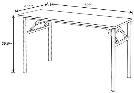 Need Home Office Desk - 62 Inches Large Computer Desk Sturdy Black Table Foldable Desk Gaming Computer Table No Assembly Required Teak&White AC5BW(157.5 * 60)