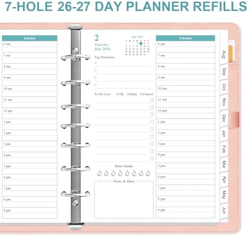 2027 Planner Refills - One Page Per Day Daily ＆ Monthly Planner, January 2027-December 2027, 7-Hole Punched，Prioritized, To-Do List, Notes, Appointment Schedule, Desk Size 4, 5.8" x 8.3"