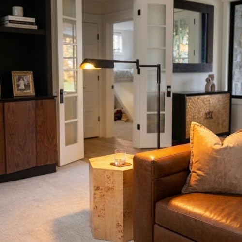 Brightech Leaf Pharmacy LED Reading Lamp, Dimmable Floor Lamp with Easy Rotation Over Chair or Desk for Living Rooms & Offices, Adjustable Standing Lamp, Tall Lamp for Sewing & Craftwork - Jet Black