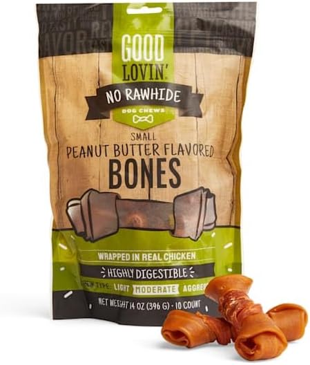 Good Lovin' No Rawhide Small Peanut Butter Flavored Dog Bones 14 oz. Count of 10