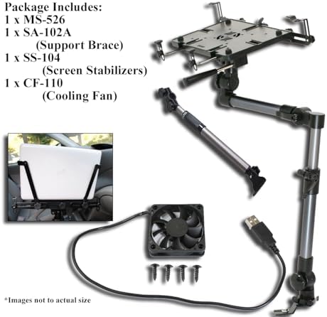 Mobotron MS-526B Heavy Duty Laptop Mount Holder for Cars, Trucks, SUVs, and other Applications with Complete Accessory Package