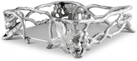 Arthur Court Grape Open Vine Napkin Holder - Durable Aluminum for Kitchen Countertops, Dining, and Outdoor Use - 7.25 inch Square