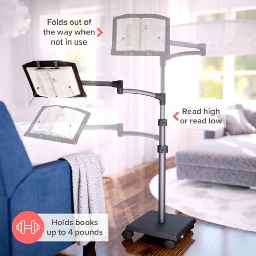 LEVO G2 Adjustable Book Floor Stand for Reading in Bed & Recliner on Wheels