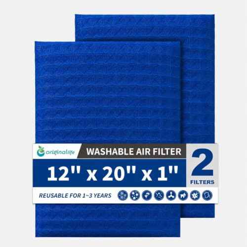 Originallife 12x20x1 MERV 8 Washable HVAC Filter Media, 2-Pack