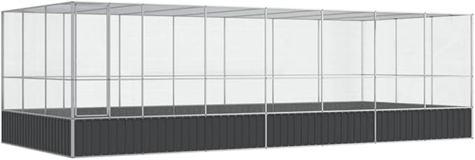 Large Bird Aviary with Extension, Outdoor Galvanized Steel Bird Cage, Galvanized Steel Outdoor Bird Aviary, Mesh Fence Bird House for Small Animals, 285.4"x120.9"x83.5"