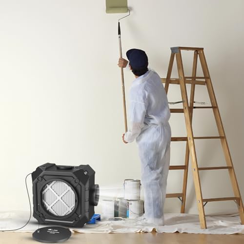 Air Scrubber with 3 Stage Filtration, Stackable Negative Air Machine Cleaner 550 CFM for Industrial and Commercial Water Damage Restoration Air Scrubber with MERV-10, HEPA, Activated Carbon Filter