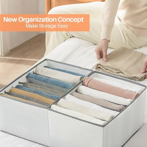 6 Pack 7-Grid Closet Organizers and Storage Bins with Dividers for Clothes