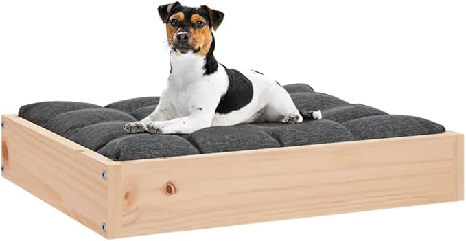 Solid Wood Pine Dog Bed, Solid Wood Pet Bed, Small Pet Furniture Cat & Dog Bed Frame, 20.3"x17.3"x3.5",-542