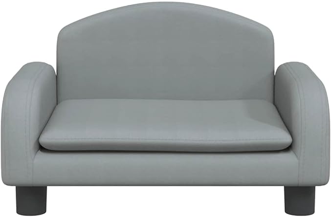 Small Dog Bed with Solid Pine Wood Frame, Elevated Pet Sofa for Cats and Puppies, Soft Foam Padded Couch, Comfortable Fabric Resting Place, Light Grey, 19.7 x 15.7 x 11.8 Inches