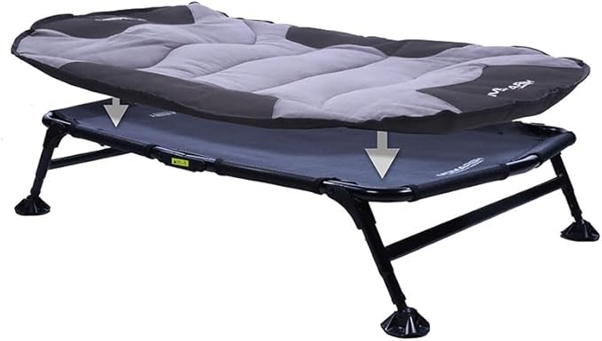 Momarsh Elevated Dog Cot with Washable Soft Pad & Folding Frame for Travel & Home Use | All in One Home Cot with Non Slip Feet | Large Portable Dog Bed | Perfect Padded Pet Bed System for Dogs