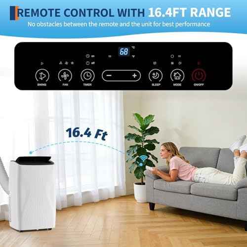12,000 BTU Portable Air Conditioner, Quiet Portable AC Unit Fits 550 Sq.Ft with Cooling Dehumidifier Fan, Sleep Mode, Auto Swing, 24H Timer, LED Display, Remote and Installation Kit