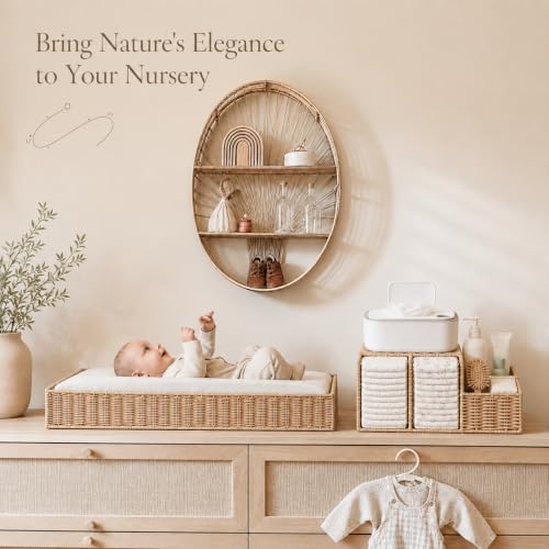 Rattan Diaper Caddy Organizer for Changing Table