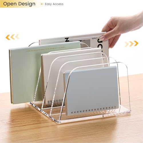 YUXUN Desk File Organizer,5-Section Vertical Clear Acrylic Desk Organizer File Holder Mail Sorter Office Organization for Office Home &Classroom（B5）