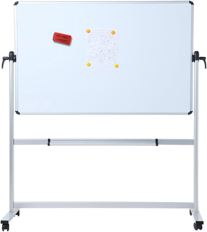 VIZ-PRO Double-Sided Magnetic Mobile Whiteboard, 96" x 48"