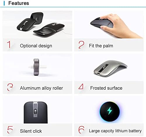 Foldable Arc Wireless Mouse Silent Click Bluetooth 5.3 and 2.4GHz