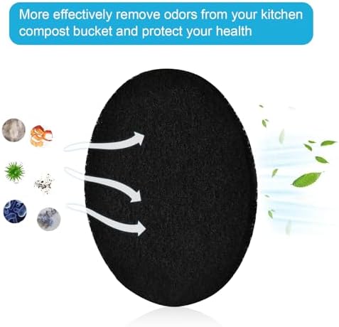 6Pcs 6.5 Inch Charcoal Filters for Kitchen Compost Bin, Replacement Activated Carbon Filters for Countertop Compost Pail Home Bucket Refill Sets, Round