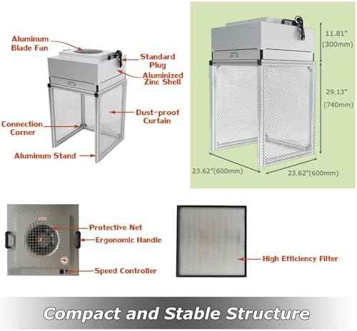 INTSUPERMAI Vertical Laminar Flow Hood Air Flow Clean Bench Workstation with HEPA Filter Lab Fume Hood Air Volume 294-411 cfm Dust Free Room Workshop for Phone LCD Repair Workshop Laboratory 110V