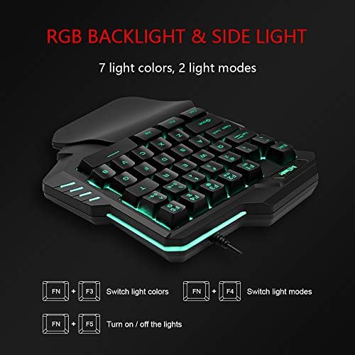 RedThunder One-Handed RGB Gaming Keyboard and Mouse Combo, 35 Keys Mini Gaming Keypad, 6400 DPI Mouse, Portable Game Controller for PC Gamer