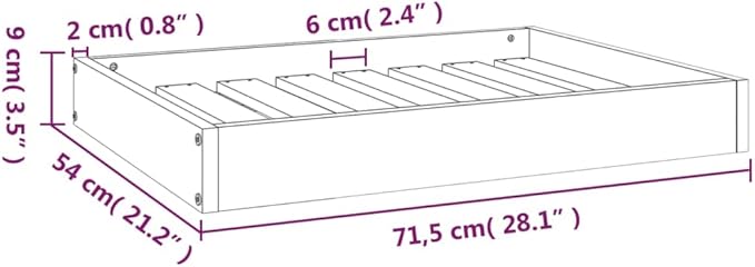 Solid Wood Dog Bed 28.1x21.3x3.5 Inches Pine Frame Pet Sofa for Small Medium Dogs, Rustic Minimalist Raised Bed with Sturdy Construction, Easy Assembly Wooden Pet Furniture for Living Room Bedroom