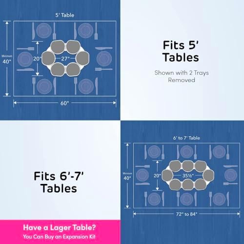Light Gray- The Lazy Susan Revolution - The First Patented Lazy Susan Turntable Expandable for Rectangular & Oblong Tables - Kitchen & Dining Tables - Great Gift! Parties & Gatherings