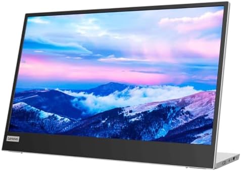 Lenovo L15 Portable Monitor, 15.6” Display, Full HD Resolution, IPS Panel, 250 nits Brightness, 60Hz Refresh Rate, USB-C Ports, Height-Adjustable Stand, Flicker-Free Technology, Grey