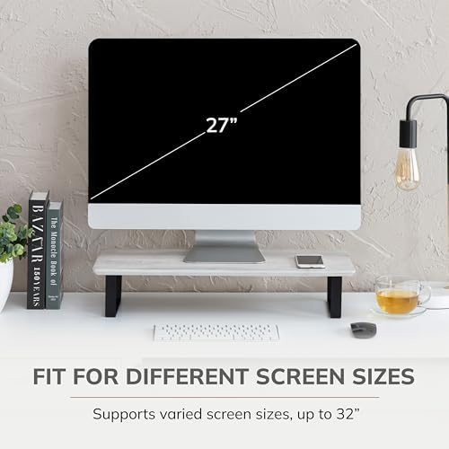 Anji Mountain Monitor Stand for Desk - Desktop Organizer & Laptop Riser, Ergonomic Monitor Riser, Space-Saving, Durable, Easy Assembly & Ideal for Home & Office,White Wash, 24-Inch, Classic