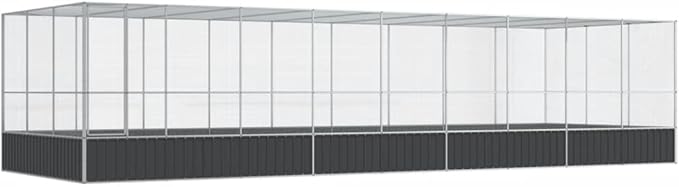 Steel Aviary with Extension, Large Flight King Bird Cage for Cockatiels African Grey Quaker Amazon Sun Parakeets Green Cheek Conures Pigeons Parrot Bird Cage, 366.9"x120.9"x83.5",-87