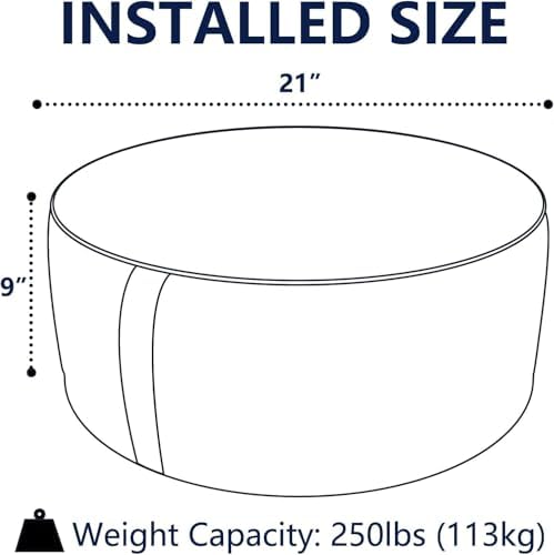 Indoor/Outdoor Inflatable Ottoman with Handle, Decorative Fade-Resistant Round Footstool D21 x H9 inch, Portable Ottoman Pouf for Patio Garden Camping, Red Chrysanthemum