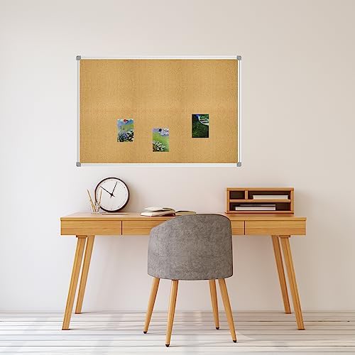 Lockways Cork Board 36" x 24" Bulletin Board, Double Sided Corkboard